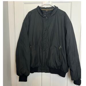 Faconnable Vintage Black Bomber Jacket Coat Water Resistant Soft Zip Up Men's XL